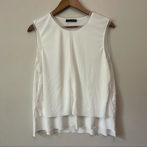Zara W&B White Layered Mesh Tank Top Blouse Shirt Size Large Modern
